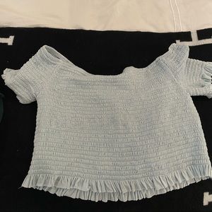 light blue crop top
